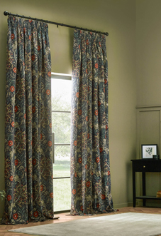 Seaweed Pencil Pleat, Indigo - Ready Made Curtains